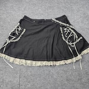 Vintage TRIPP NYC Mini Skirt Womens 3X Y2K Black Corset Ruffle Lace Gothic Punk